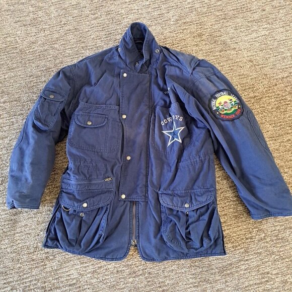 Vintage Dallas Cowboys NFL Stadium Coat Parka Member Club Mens Medium Rare Warm